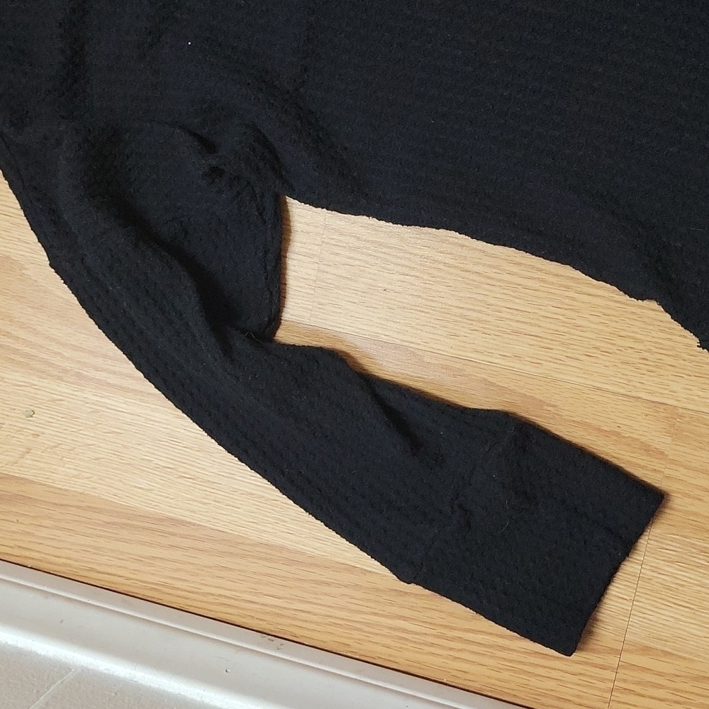 Caslon black waffle knit drop shoulder mock neck sweater - Picture 4 of 6